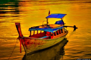 Thai Tourist Boat at Sunset Phuket Thailand